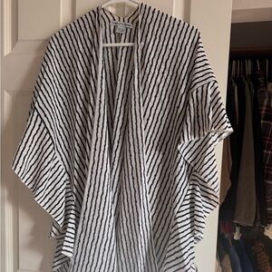 Striped Black and White Poncho